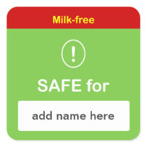 f7 - SAFE FOOD LABEL with Custom Name ~ MILK-FREE. Stickers