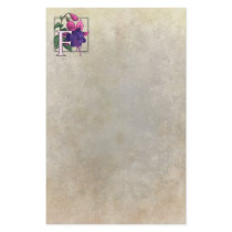 F for Fuchsia Flower Monogram Parchment Custom Stationery