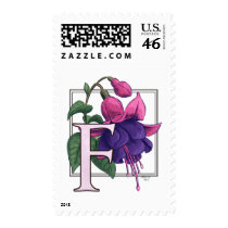 F for Fuchsia Flower Monogram Postage postage