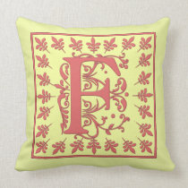 F INITIAL PILLOW - Pink F on YELLOW Background