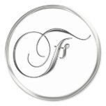 F Monogram Letter Sliver On White Wedding Seal Stickers