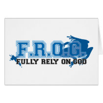 F.R.O.G. - Fully rely on God (blue) Greeting Cards
