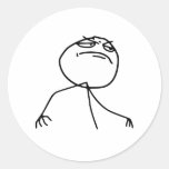 F Yea Rage Face Meme Round Sticker