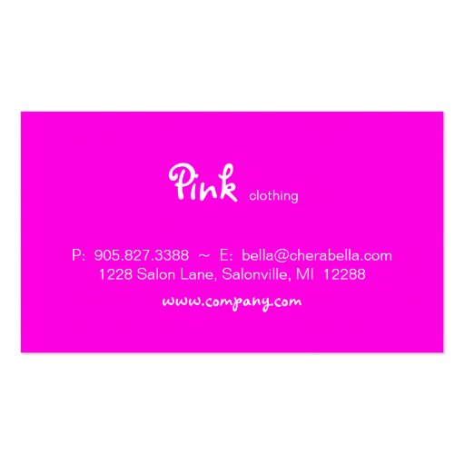 Fabric Business Card Plaid Stripes Pink (back side)