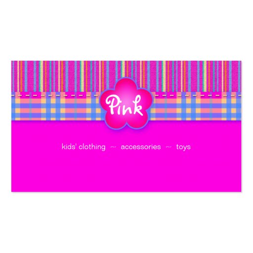 Fabric Business Card Plaid Stripes Pink (front side)