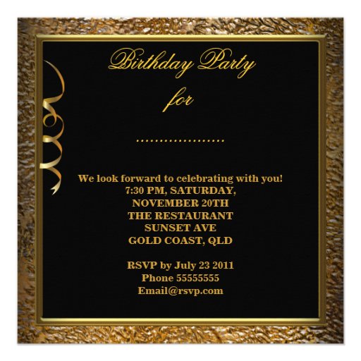 Fabulous 30 Celebration Gold Black Birthday Party Announcement