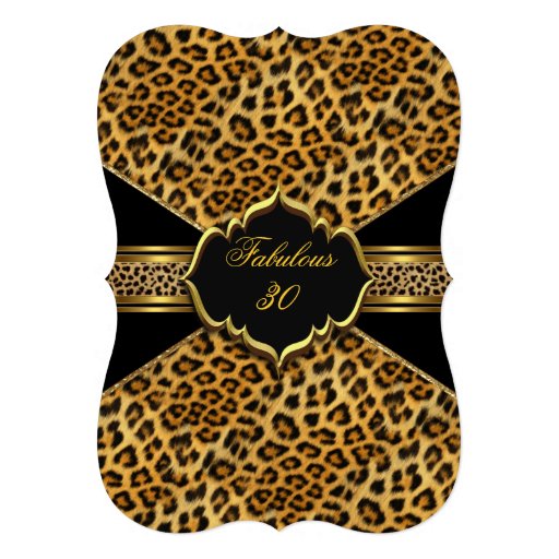 Fabulous 30 Gold Black Leopard 30th Birthday 2 Invite