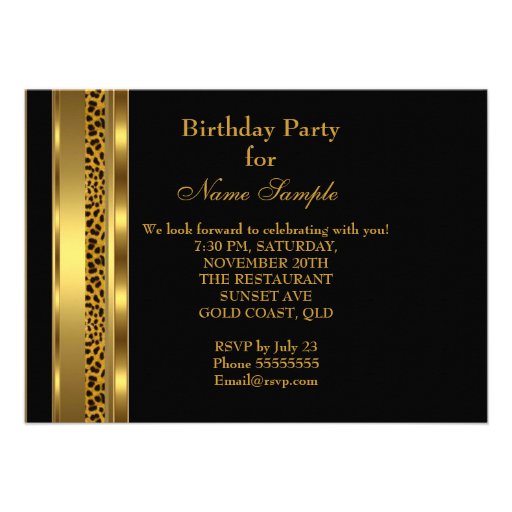 Fabulous 30 Leopard Gold Cheetah High Heels Party Personalized Announcements