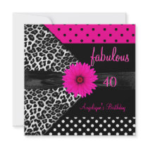 fabulous 40 Birthday Zebra Spot Polka Dot Invite
