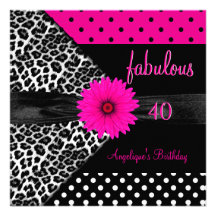 fabulous 40 Birthday Zebra Spot Polka Dot Invite