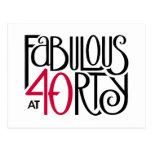 Fabulous 40 black red Postcard