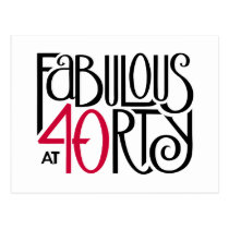 Fabulous 40 black red Postcard postcards