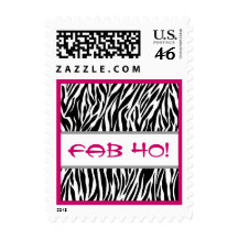 Fabulous 40 Black White Pink Zebra Postage Stamps