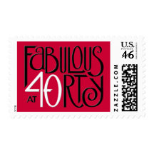 Fabulous 40 black white red Stamp