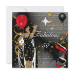 Fabulous 50 Fifty Birthday Party Black Red Stars 3 invitations