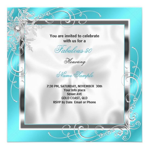 Fabulous 50 Party Teal Blue Silver Dress Heels S10 Invitations