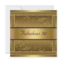 Fabulous 50th Birthday Party Gold Invitation