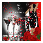 Fabulous 60 60th Birthday Party Red Roses Martini Card