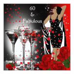 Fabulous 60 60th Birthday Party Red Roses Martini Invite