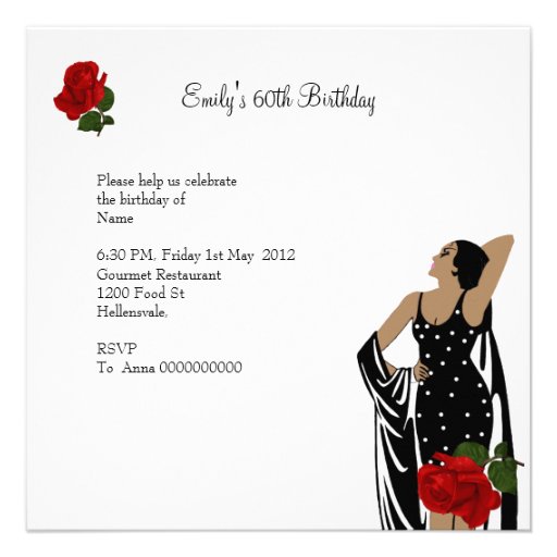 Fabulous 60 60th Birthday Party Red Roses White Personalized Announcements