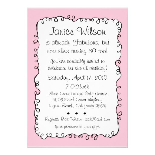Fabulous 60 Custom Birthday Invitations