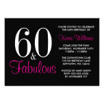 Fabulous 60th Black and Pink Birthday Party Invites