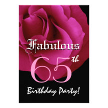 Fabulous 65 Birthday Party Ruby Red Rose Invites