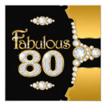 Fabulous 80 80th Birthday Gold Black Diamond Card