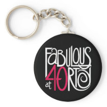 Fabulous at 40rty white Keychain