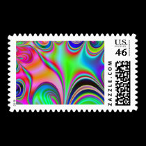Fabulous Bright Abstract Fractal Art Design Rainbo stamps