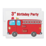 Fabulous Fire Truck 3rd Birthday Custom Announcement
