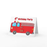 Fabulous Fire Truck 4th Birthday Greeting Card