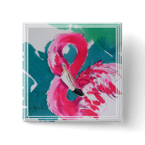 Fabulous Flamingo Art button pin