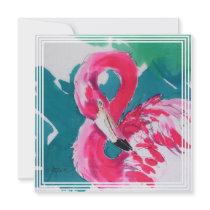Fabulous Flamingo Art Print Invitation Card