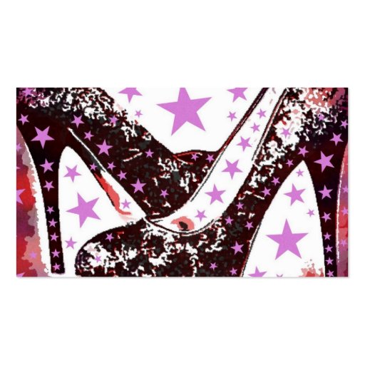 Fabulous Glamourous Pink Purple High Heels Stars Business Card Templates (back side)