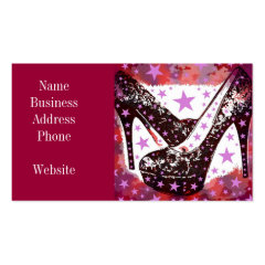 Fabulous Glamourous Pink Purple High Heels Stars Business Card