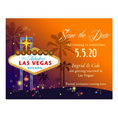 Fabulous Las Vegas Wedding Save the Date Postcard