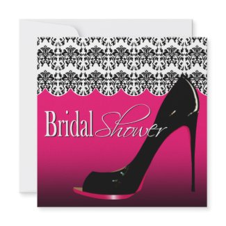 Fabulous Scalloped Damask Stiletto Bridal Shower invitation