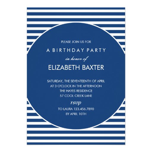 Fabulous Stripes General Party Invitation (Blue) (front side)