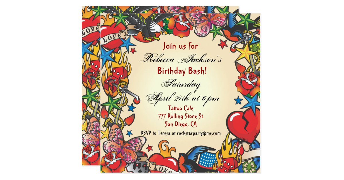 Fabulous Tattoo Party Invitation Zazzle