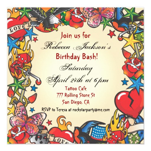 Fabulous Tattoo Party Invitation