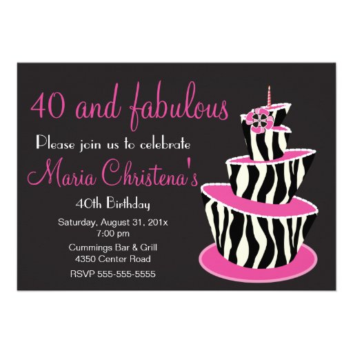 Fabulous Zebra Birthday Party Invitation (Pink)
