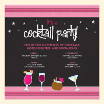 Fabulously Festive Cocktail Party (fuschia) invitations