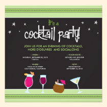 Fabulously Festive Cocktail Party (lime green) invitations