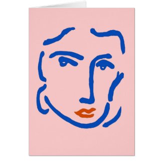 Visage dans le bleu, style de Matisse card