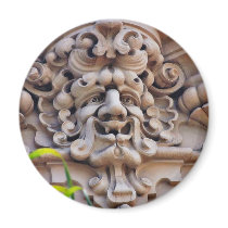Face In Stone On Buildings Wall magnets