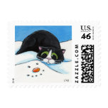 Face in the Snow - Christmas Cat Postage postage