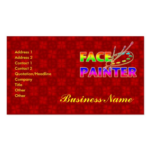Face Painter Business Card (front side)