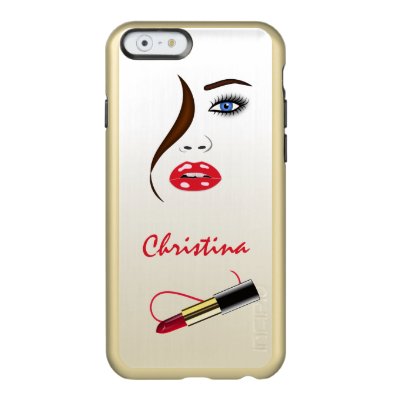 Face Red Lipstick Kiss Gold iPhone 6 6S Covers