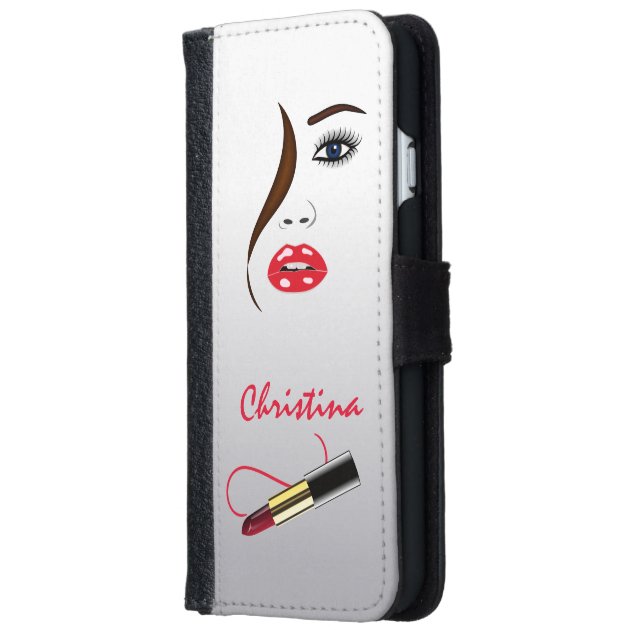 Face Red Lipstick Kiss Mirror Phone 6 6S Wallet iPhone 6 Wallet Case